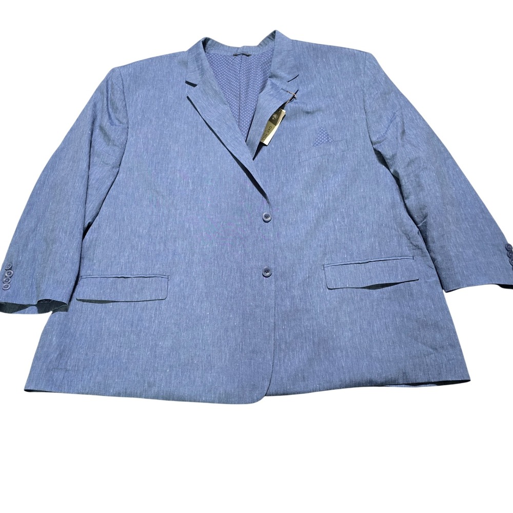 Oak Hill Blazer Mens 5XL 62R/64R Blue Linen Blend Two Button Sport Coat